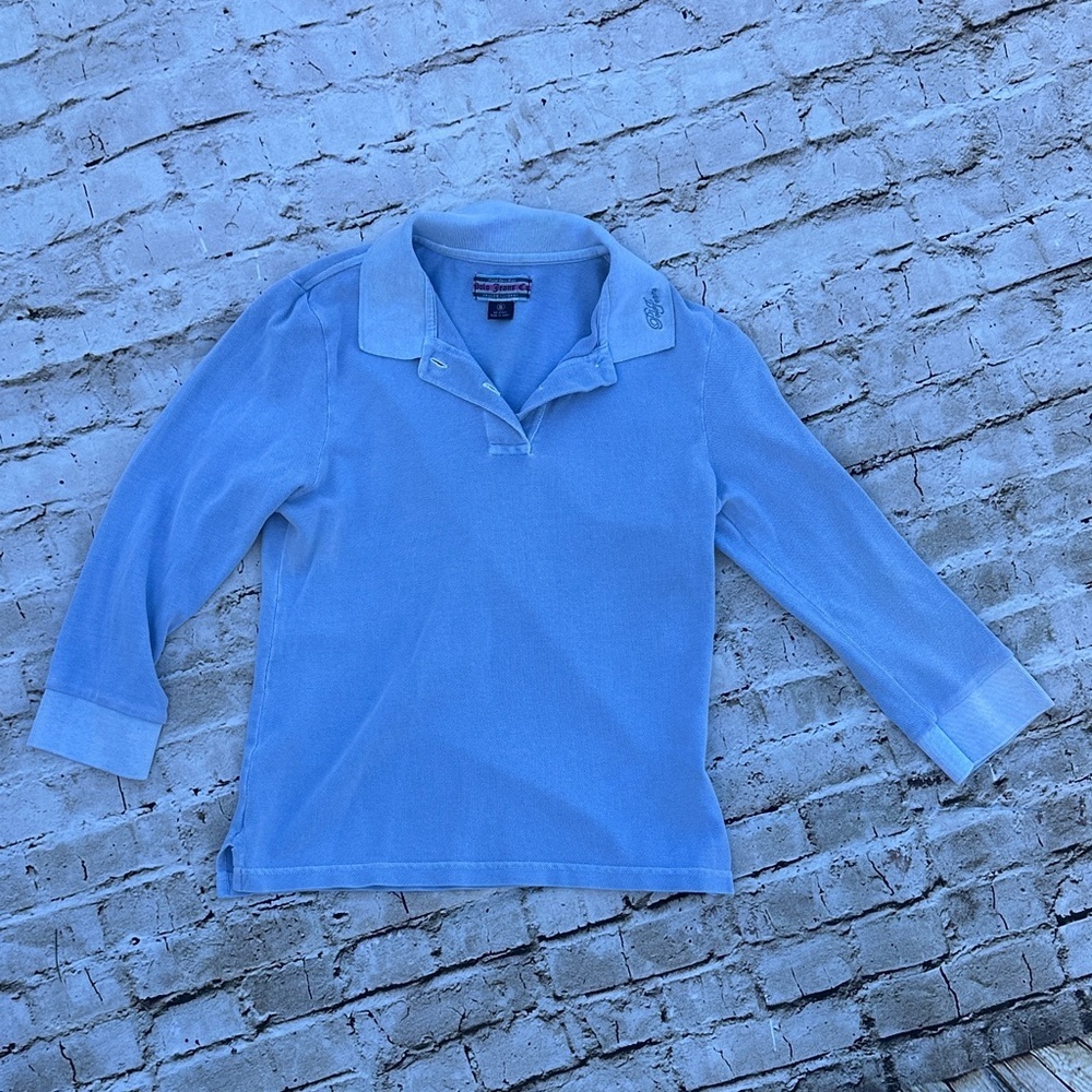 Light Blue 3/4 Sleeve Polo Shirt